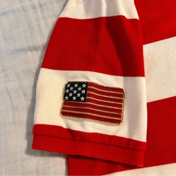 Ralph Lauren Boys Red and White Polo with Chambray Collar Sz L 14/16 - Picture 5 of 9